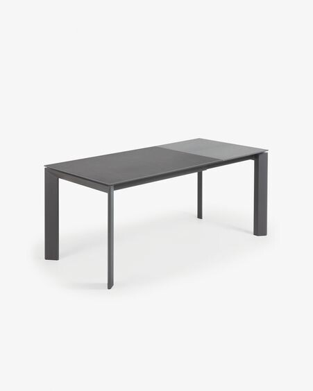Mesa extensible Axis porcelánico acabado Vulcano Roca patas acero antracita 120 (180) cm