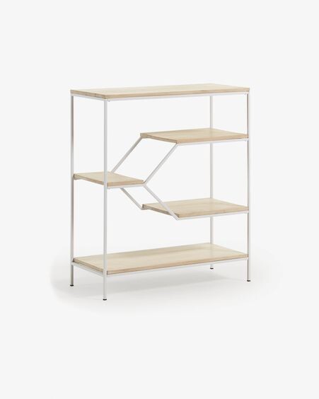 Estantería Push de madera maciza de mango y acero blanco 80 x 93,5 cm