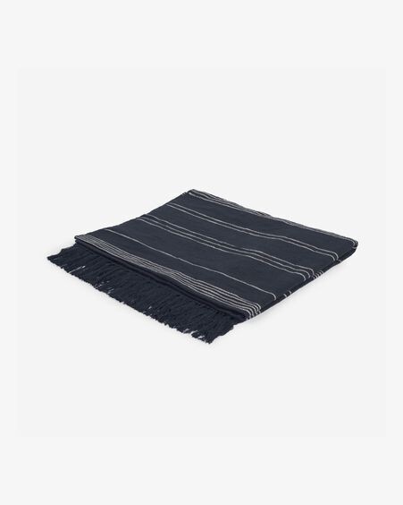 Manta Adalgisa de algodón reciclado rayas blanco y negro 130 x 170 cm