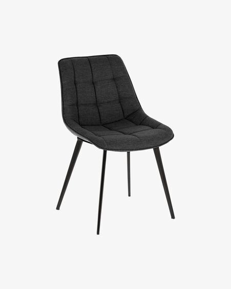 Silla Adam gris oscuro y patas de acero con acabado negro