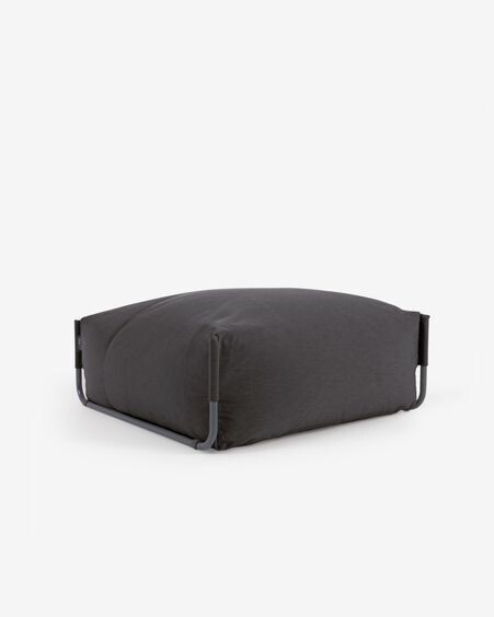 Puf sofá modular 100% para exterior Square gris oscuro y aluminio negro 101 x 101 cm