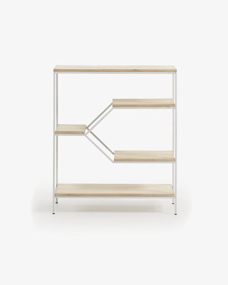 Estantería Push de madera maciza de mango y acero blanco 80 x 93,5 cm