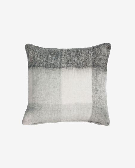 Funda cojín Catarina cuadros blancos y grises 45 x 45 cm