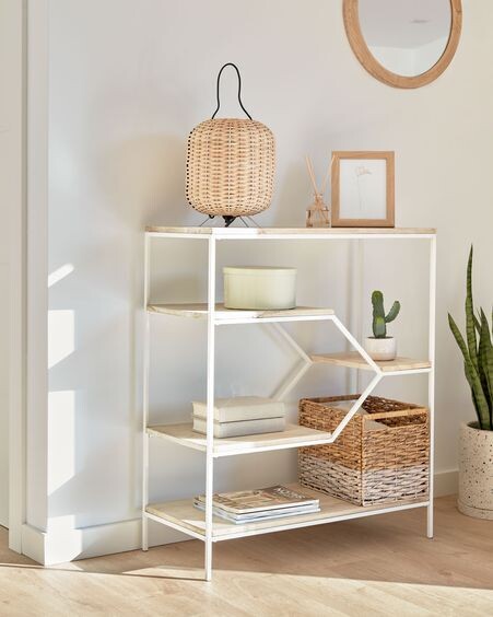 Estantería Push de madera maciza de mango y acero blanco 80 x 93,5 cm