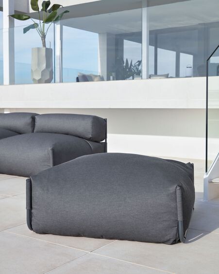 Puf sofá modular 100% para exterior Square gris oscuro y aluminio negro 101 x 101 cm