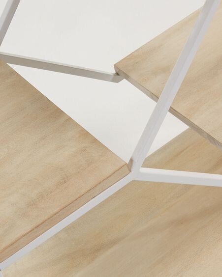 Estantería Push de madera maciza de mango y acero blanco 80 x 93,5 cm