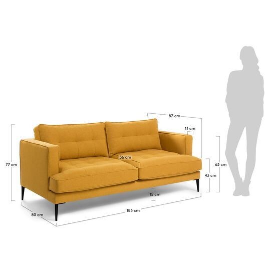 Sofá Tanya 2 plazas mostaza 183 cm
