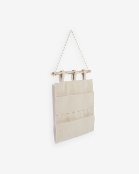 Colgador con bolsillos Niale 100% algodón orgánico (GOTS) beige
