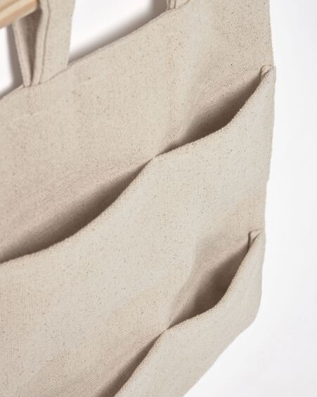 Colgador con bolsillos Niale 100% algodón orgánico (GOTS) beige