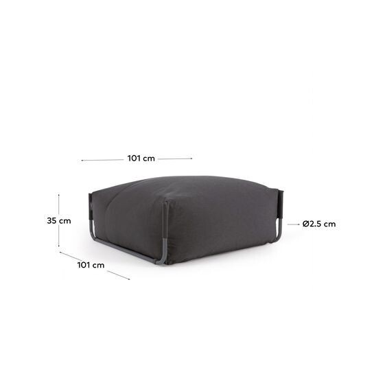 Puf sofá modular 100% para exterior Square gris oscuro y aluminio negro 101 x 101 cm