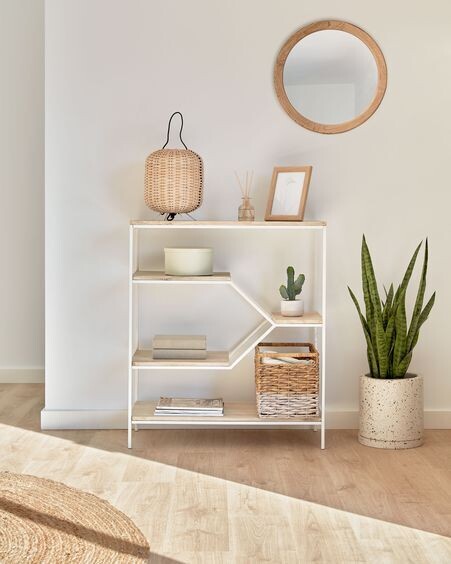 Estantería Push de madera maciza de mango y acero blanco 80 x 93,5 cm