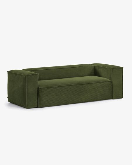 Sofá Blok 3 plazas pana gruesa verde 240 cm