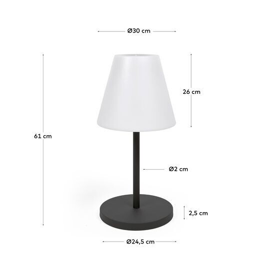 Lámpara de mesa de exterior Amaray de acero con acabado negro
