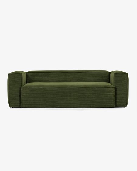 Sofá Blok 3 plazas pana gruesa verde 240 cm