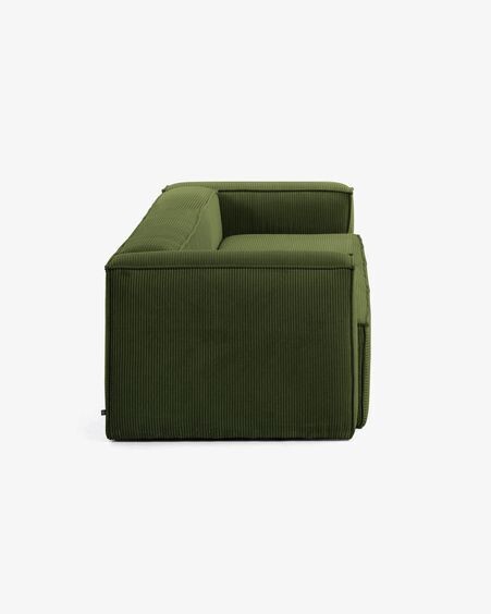 Sofá Blok 3 plazas pana gruesa verde 240 cm