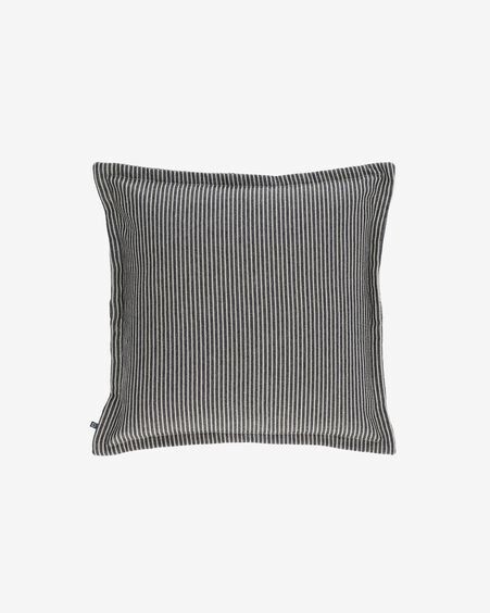Funda cojín Aleria algodón rayas blanco y gris 45 x 45 cm