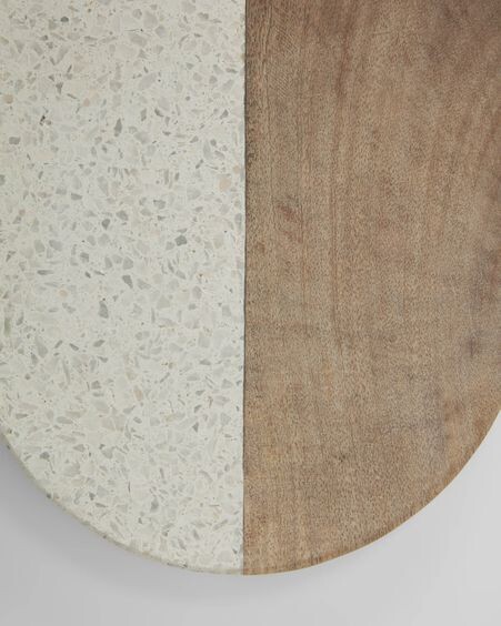 Tabla de servir Augustine de mármol blanco y madera de mango