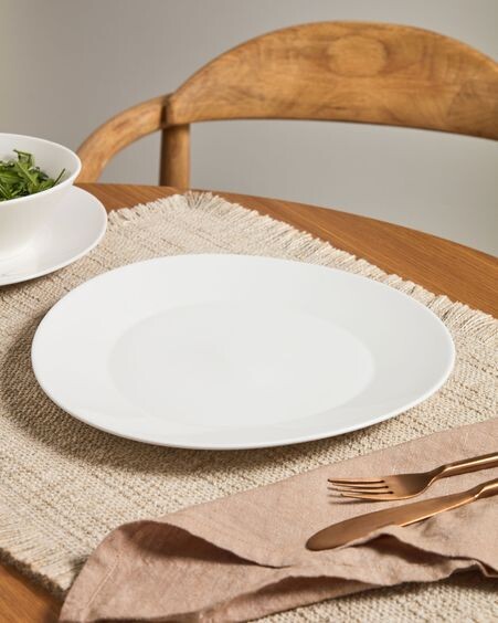 Plato plano ovalado Pierina porcelana blanco