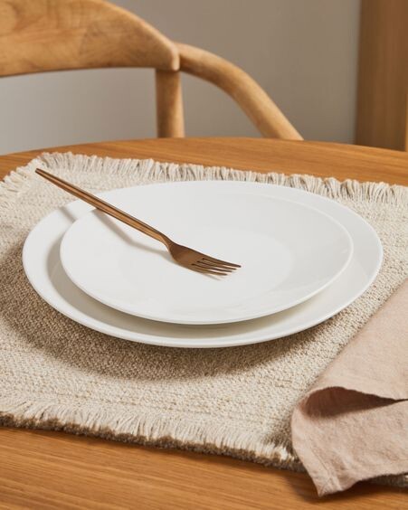 Plato plano ovalado Pierina porcelana blanco