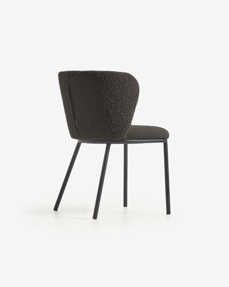 Silla Ciselia de borreguito negro y metal negro