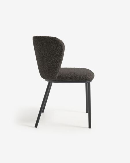 Silla Ciselia de borreguito negro y metal negro