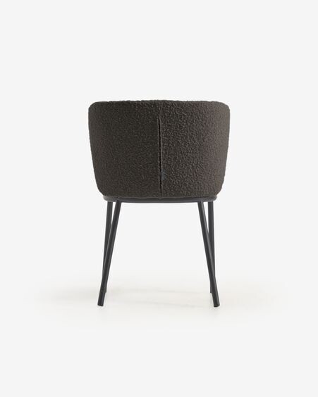 Silla Ciselia de borreguito negro y metal negro