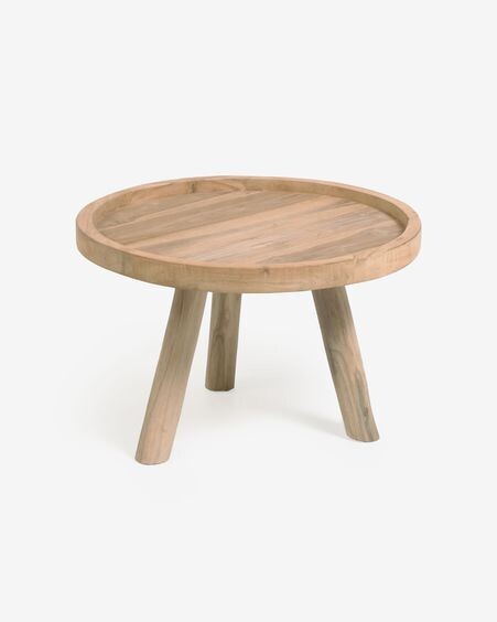 Mesa de centro redonda Glenda madera maciza teca Ø 55 cm