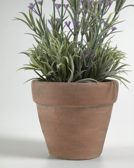 Planta artificial Lavanda con maceta de cerámica marrón 36 cm
