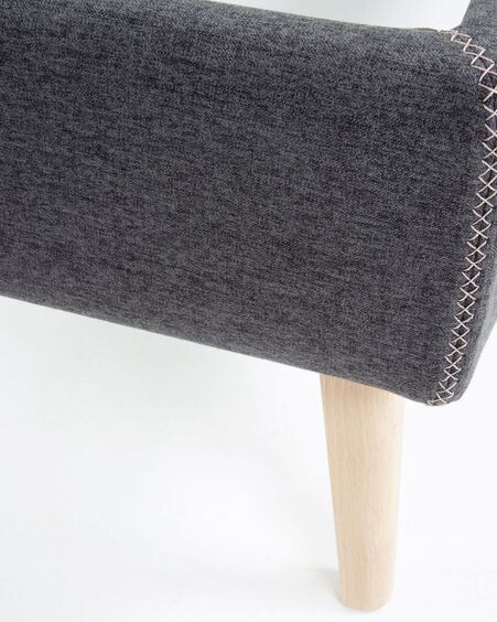 Cama desenfundable Dyla grafito con patas de madera maciza de haya 90 x 190 cm