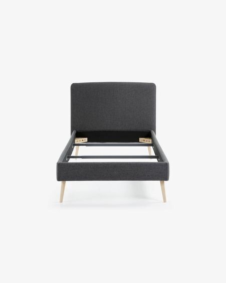 Cama desenfundable Dyla grafito con patas de madera maciza de haya 90 x 190 cm