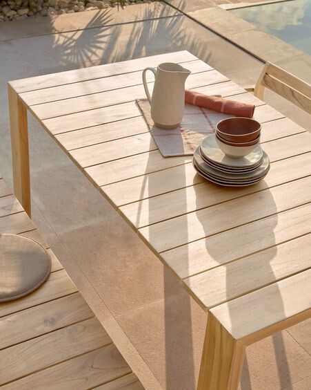Mesa de exterior Victoire de madera maciza de teca 200 x 100 cm