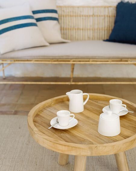Mesa de centro redonda Glenda madera maciza teca Ø 55 cm
