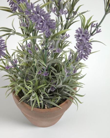 Planta artificial Lavanda con maceta de cerámica marrón 36 cm