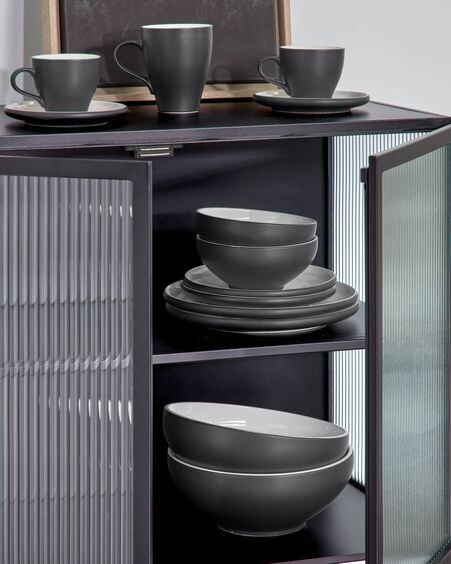 Bol Sadashi grande de porcelana blanco y negro