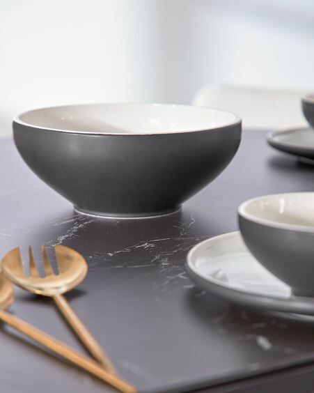 Bol Sadashi grande de porcelana blanco y negro