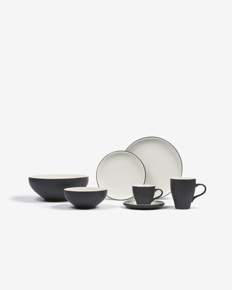 Bol Sadashi grande de porcelana blanco y negro