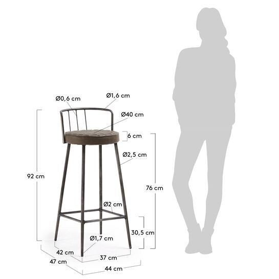 Taburete Tivan de acero altura 76 cm