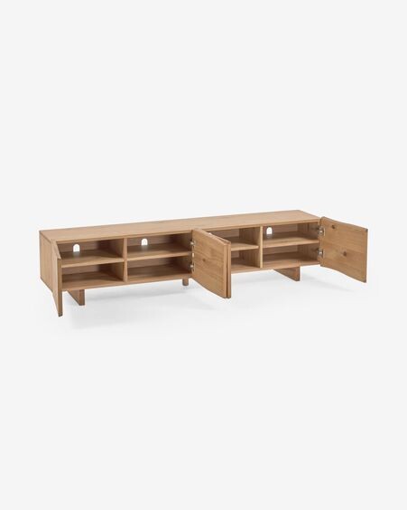 Mueble TV Rasha 4 puertas de chapa de roble acabado natural 200 x 49 cm