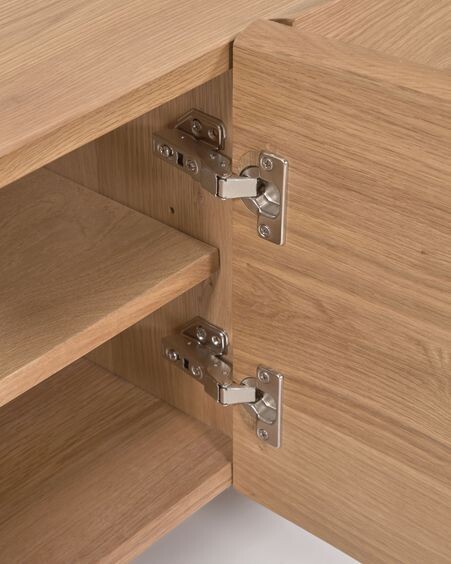 Mueble TV Rasha 4 puertas de chapa de roble acabado natural 200 x 49 cm
