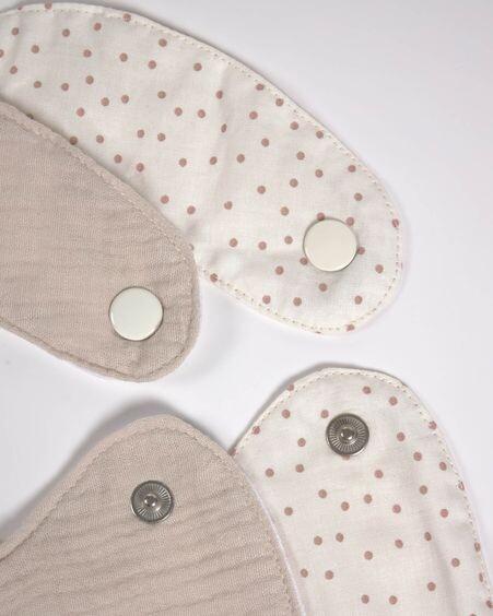 Set Maren de 2 baberos 100% algodón orgánico (GOTS) beige y topos rosa