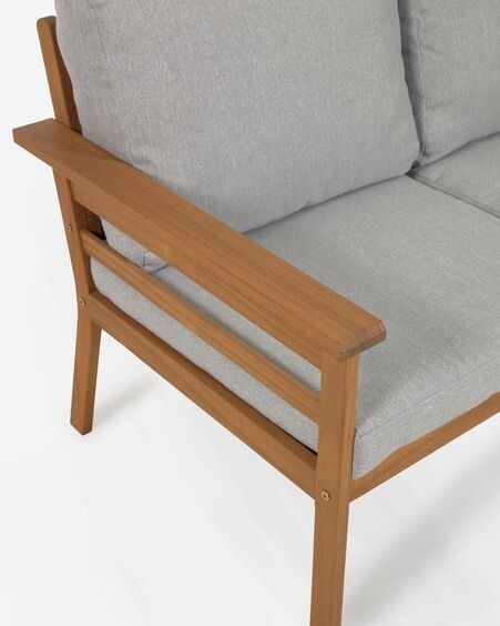 Set de exterior Vilma de sofá, 2 sillones y mesa de centro madera maciza acacia FSC 100%