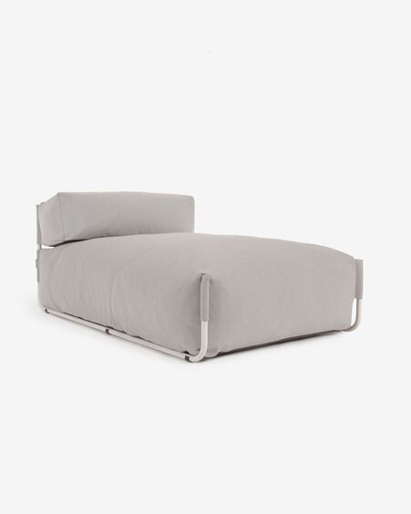 Puf sofá modular longue con respaldo exterior Square gris claro aluminio blanco 165x101 cm