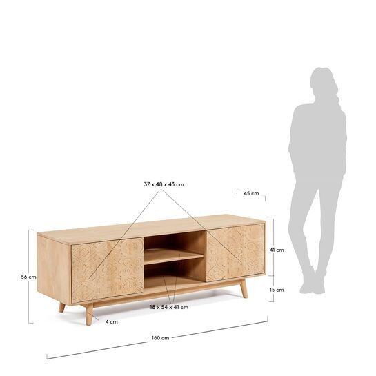 Mueble TV Seleb de madera maciza de mango 160 x 56 cm