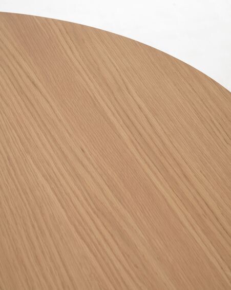 Mesa extensible Oqui en chapa de roble y patas de madera maciza Ø 160 (260) x 100 cm
