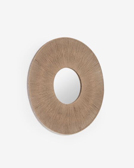 Espejo redondo Damira de yute con acabado natural Ø 60 cm