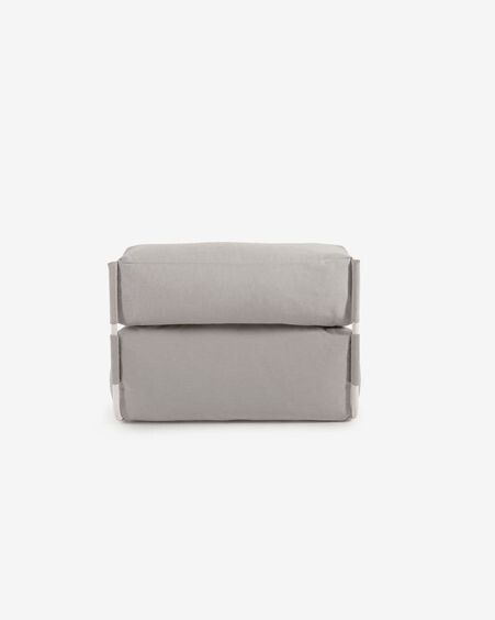 Puf sofá modular longue con respaldo exterior Square gris claro aluminio blanco 165x101 cm