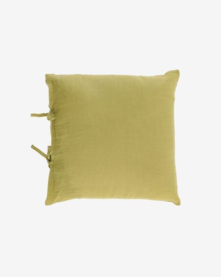 Funda cojín Tazu 100% lino verde 45 x 45 cm