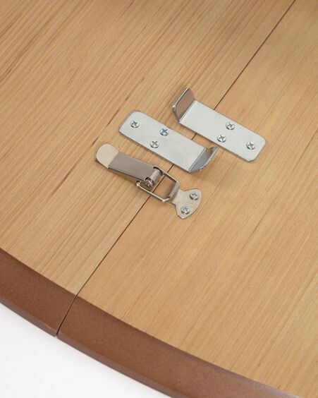 Mesa extensible Oqui en chapa de roble y patas de madera maciza Ø 160 (260) x 100 cm
