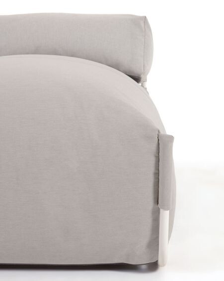 Puf sofá modular longue con respaldo exterior Square gris claro aluminio blanco 165x101 cm