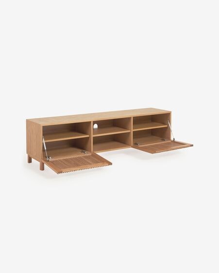 Mueble TV Beyla 2 puertas de madera maciza y chapa de roble 180x49,5 cm FSC 100% FSC 100%